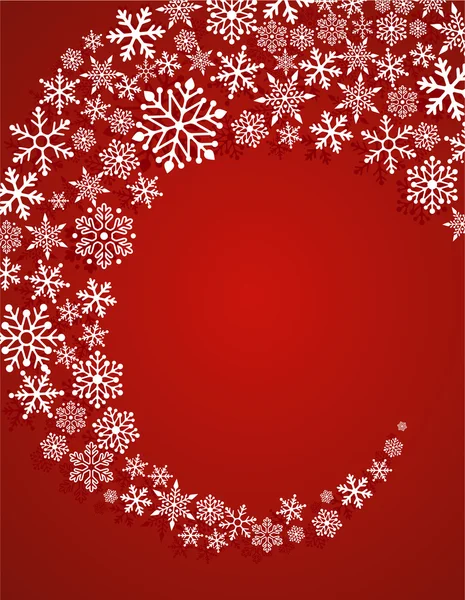 Weihnachten roter Hintergrund mit Schneeflocken Muster — Stockvektor
