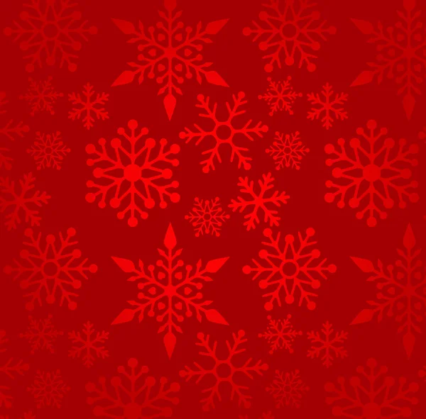 Kar taneleri desenli kırmızı Noel arkaplanı — Stok Vektör