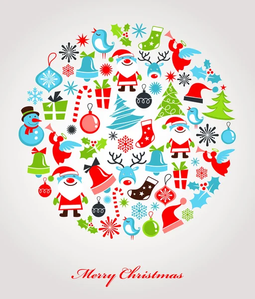 Kerstmis achtergrond met set van pictogrammen — Stockvector