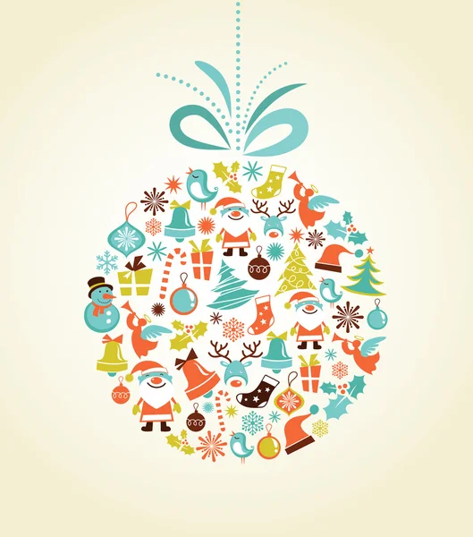 Fond de Noël rétro avec le bal de Noël — Image vectorielle