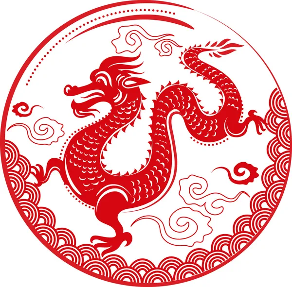 Anno del Drago, Capodanno cinese — Vettoriale Stock