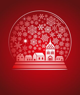 Snow globe with a town and snowflakes clipart