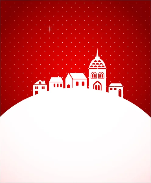 Cartão de Natal com cidade noturna e neve —  Vetores de Stock