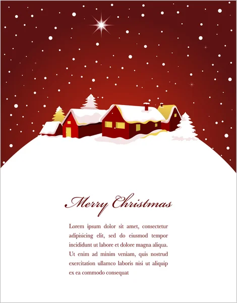 Carte de Noël avec ville nocturne et neige — Image vectorielle
