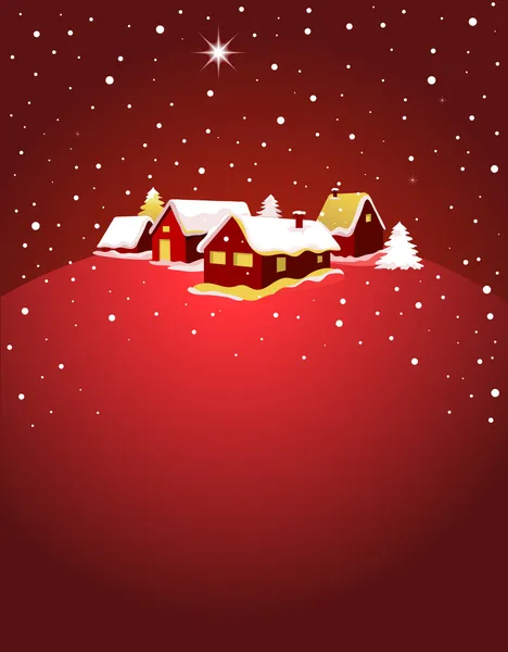 Cartão de Natal com cidade noturna e neve —  Vetores de Stock