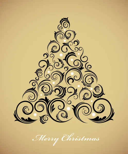 Ročník vánoční strom s retro ozdobami — Stockový vektor