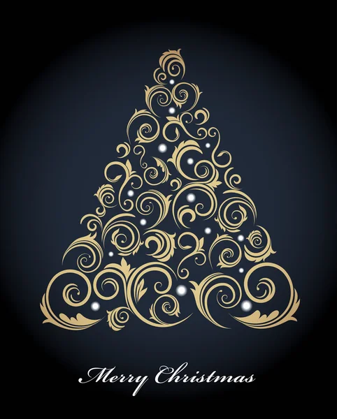 Arbre de Noël vintage avec ornements rétro — Image vectorielle