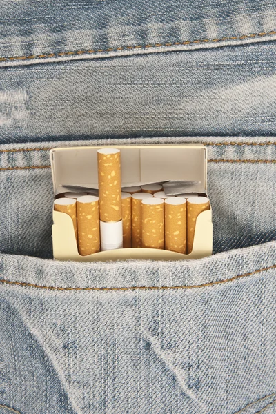 stock image Closeup to jeans pocket with cigarettes