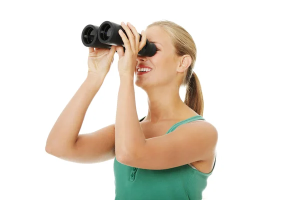Teen girl with binoculars. — Φωτογραφία Αρχείου