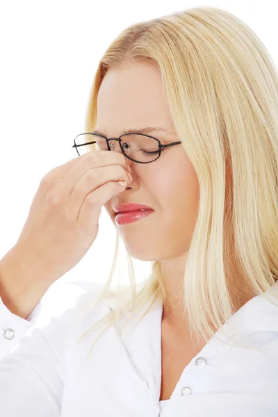 Young woman with sinus pain — Stock Photo, Image