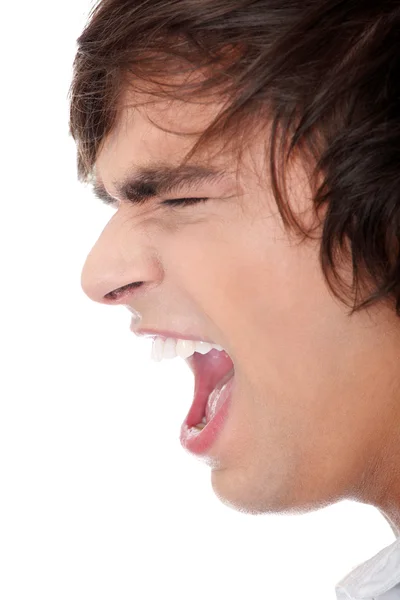 Retrato lateral de um homem gritando — Fotografia de Stock
