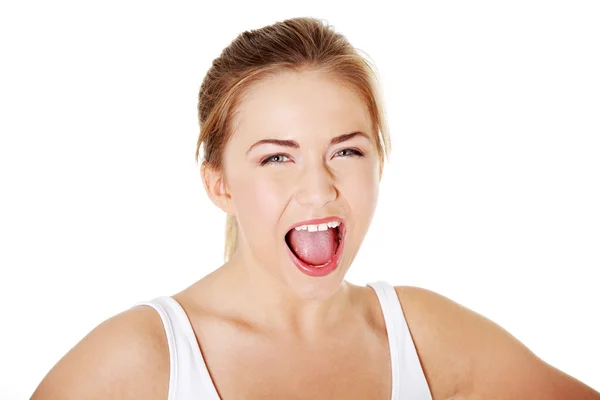 Young blonde girl screaming. — Stock Photo, Image