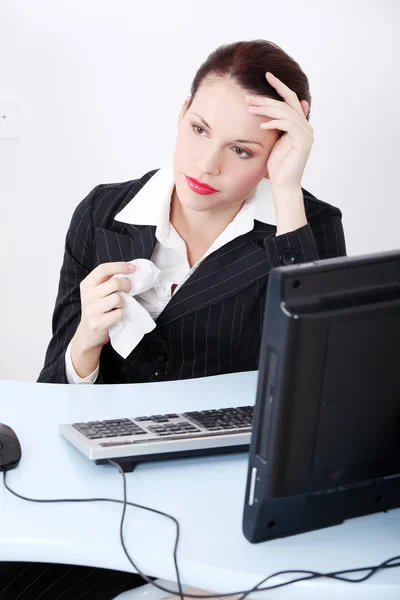 Sjukt affärskvinna på kontoret. — Stockfoto