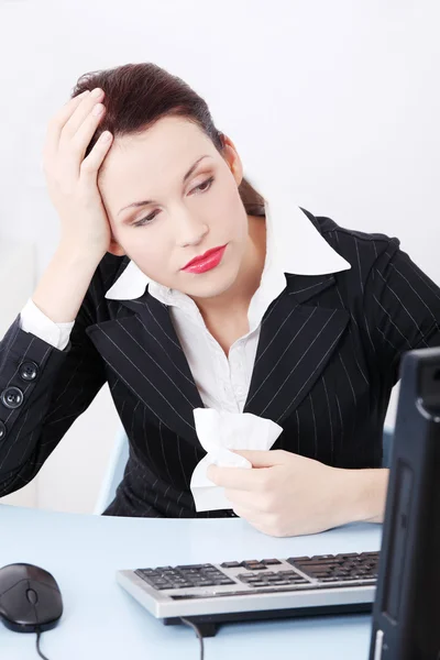 Beautiful business having a headache in office. — Stock Photo, Image