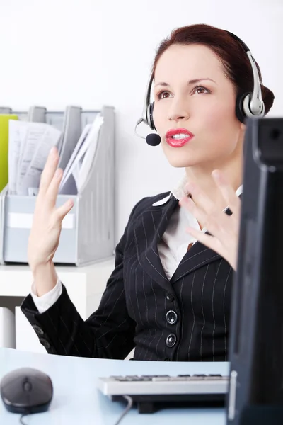 Beautiful business woman having a problem at work. — Stock Photo, Image