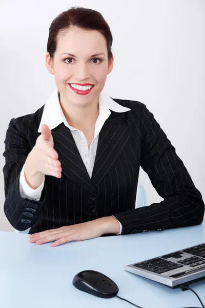 stock image Greeting businesswoman.