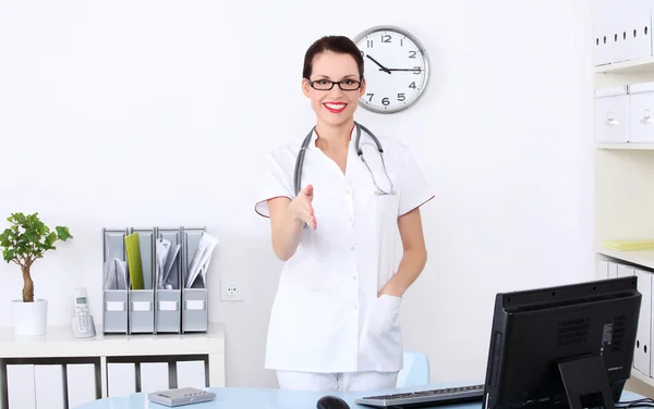 Greeting female doctor — Stock Photo, Image