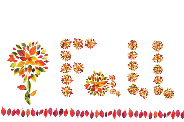 Queda, decoração feita de folhas de outono multicoloridas — Fotografia de Stock