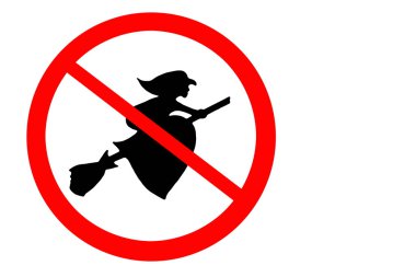 Sign banning the flying witches clipart