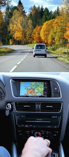 Viajar de carro com sistema de GPS — Fotografia de Stock