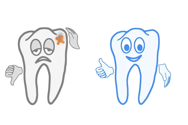 Mycket sjuka och friska tanden — Stockfoto