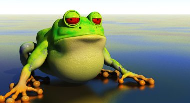 yansıtıcı gölet kurbağa karikatür
