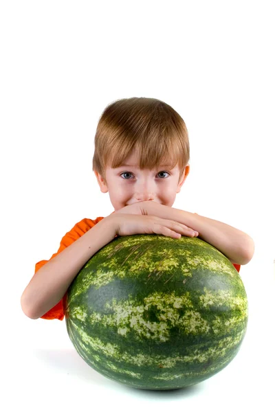 Chłopiec z arbuza — Zdjęcie stockowe
