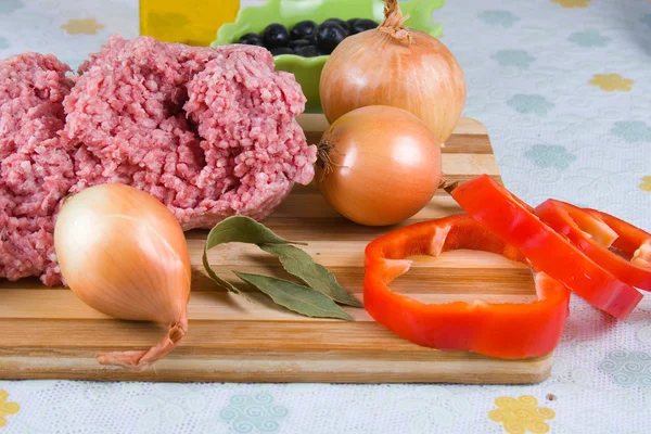 stock image Fresh meat and different components