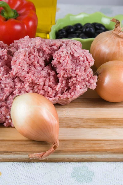 Fresh meat and different components — Stock Photo, Image