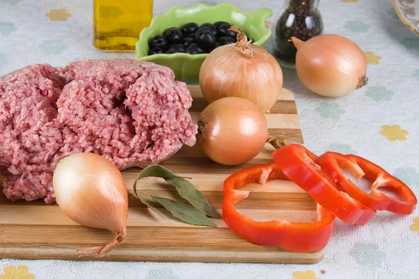 stock image Fresh meat and different components