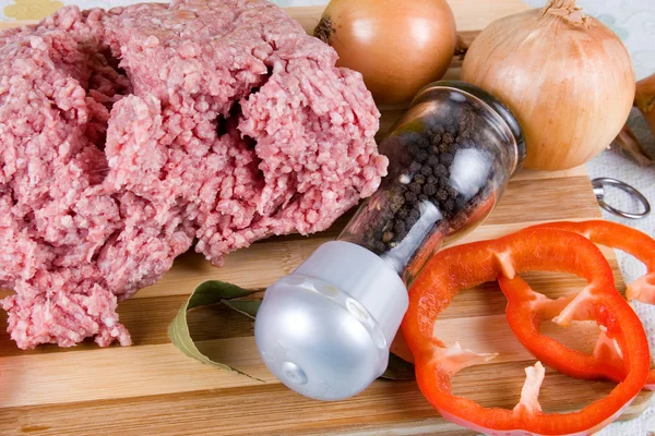 Fresh meat and different components — Stock Photo, Image