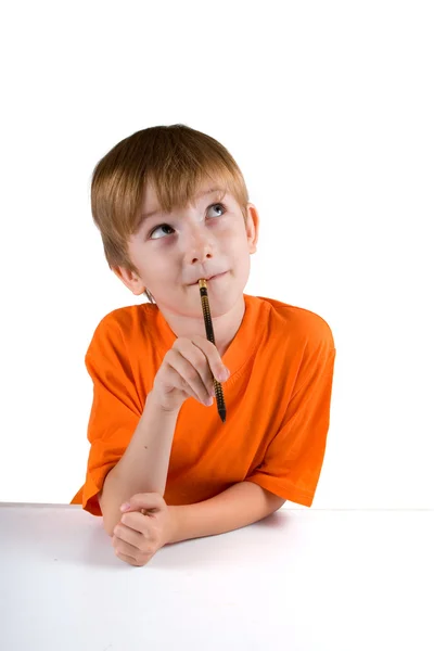 Αγόρι με ένα μολύβι — Φωτογραφία Αρχείου