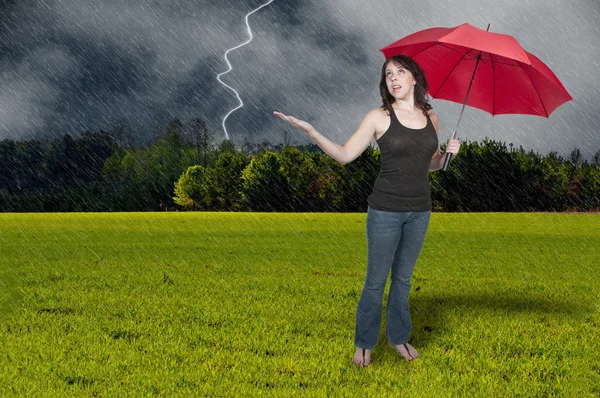 Woman Holding Umbrella — Stock Photo, Image