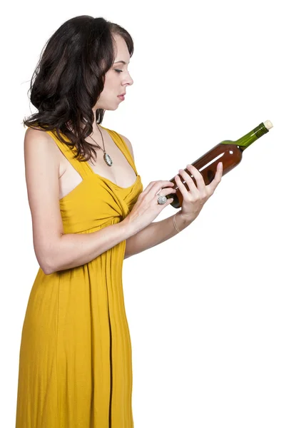 Donna con vino — Foto Stock