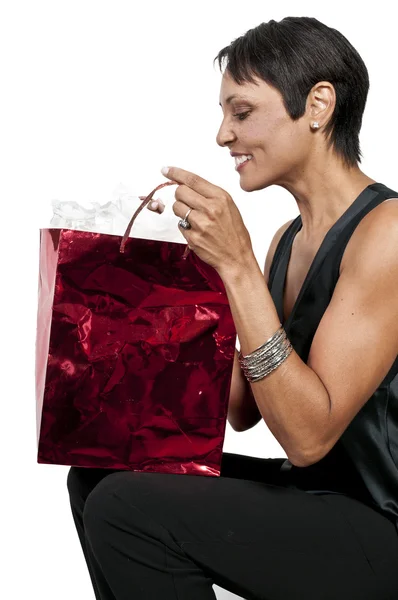 Woman Holding a Christmas Ornament — Stock Photo, Image
