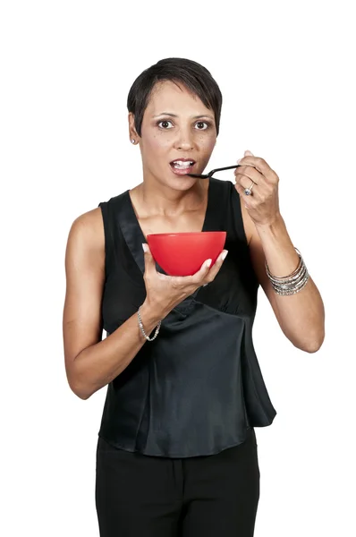 Γυναίκα τρώει — Φωτογραφία Αρχείου