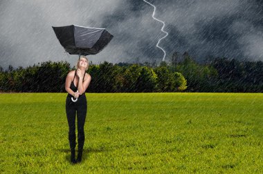 Woman Holding Umbrella clipart