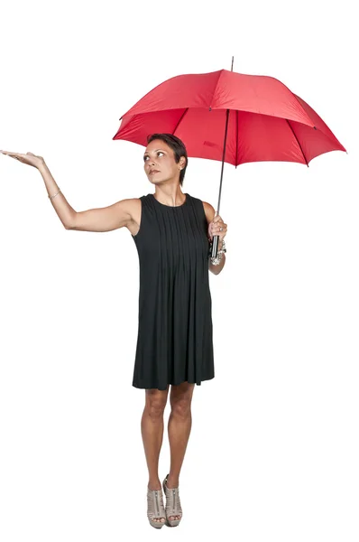 Γυναίκα εκμετάλλευση ομπρέλα — 图库照片