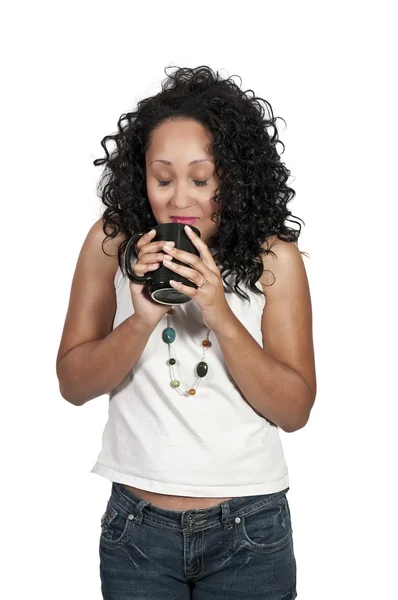 Mujer bebiendo café — Foto de Stock