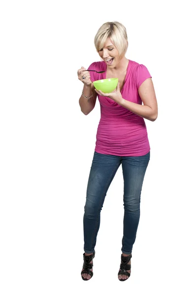 Жінка їсть — стокове фото