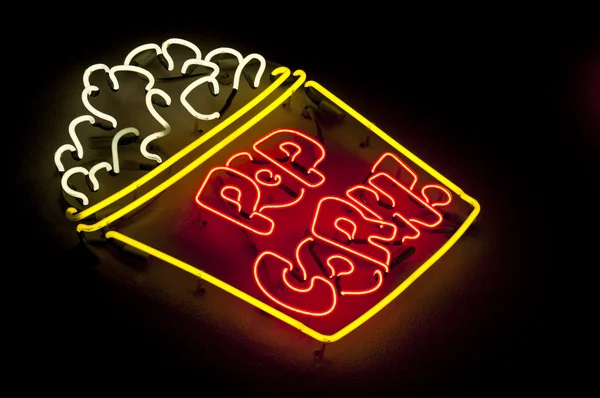 Neon patlamış mısır işareti — Stok fotoğraf