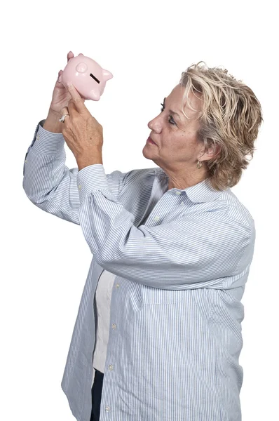 Kadın holding kumbara — Stok fotoğraf