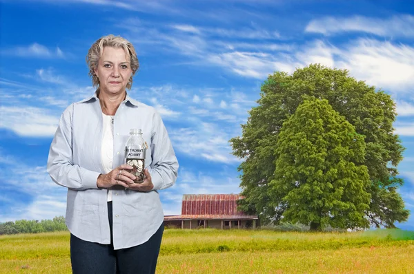 Woman Holding Her Retirement Account — Stock Photo, Image