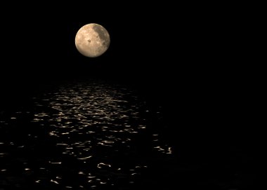 Full Moon over the Ocean clipart