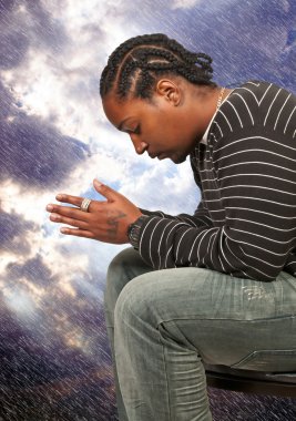 Black man praying clipart