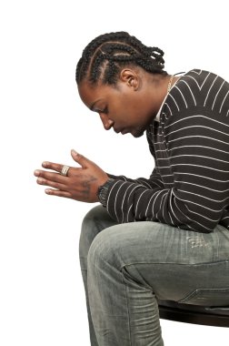 Black man praying clipart