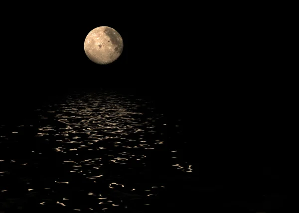 Lua cheia sobre o oceano — Fotografia de Stock