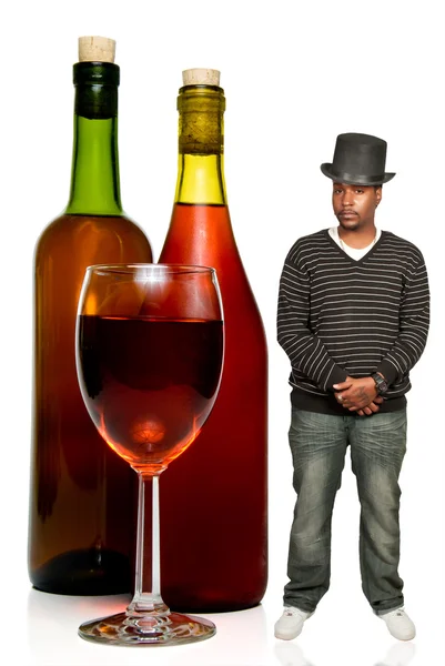 Afro-américain avec du vin — Photo
