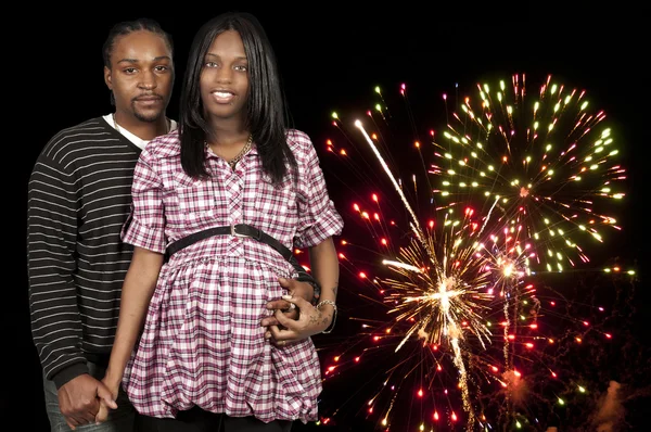 En attente de parents Noir couple afro-américain — Photo