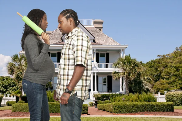 Black Man in trouble with his wife — Stock Photo, Image